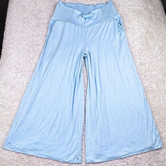 Torrid High Rise Smocked Pull On Wide Leg Pants Blue 1X NEW - Picture 8 of 13